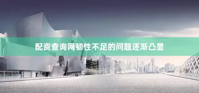 配资查询网韧性不足的问题逐渐凸显
